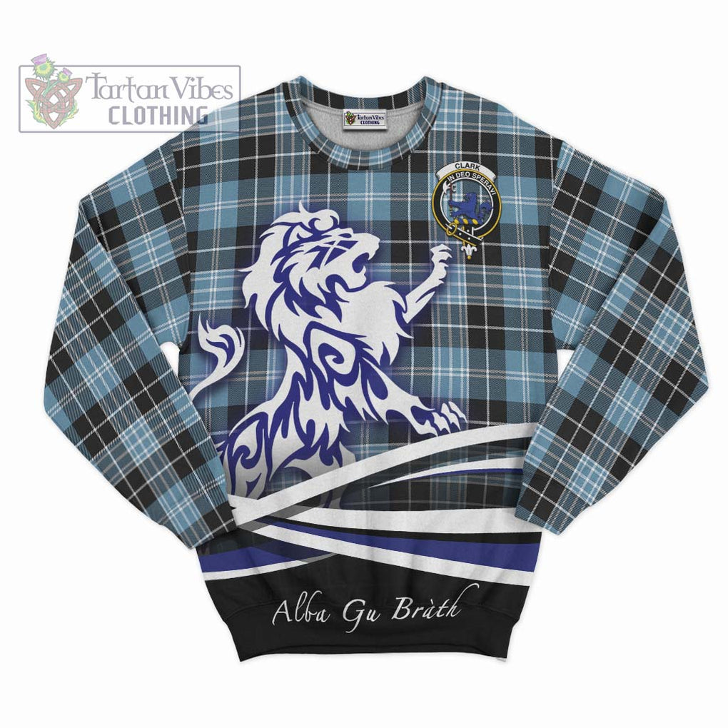 Clark (Lion) Ancient Tartan Sweatshirt with Alba Gu Brath Regal Lion Emblem - Tartanvibesclothing Shop