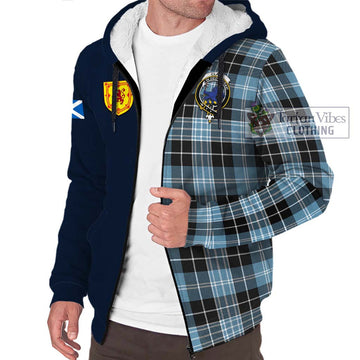 Clark (Lion) Ancient Tartan Sherpa Hoodie Alba with Scottish Lion Royal Arm Half Style