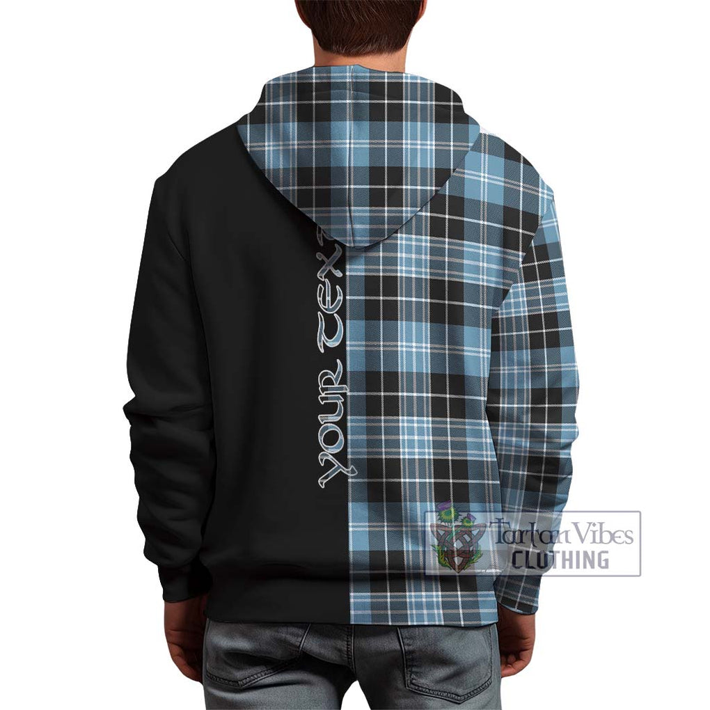 Clark (Lion) Ancient Tartan Hoodie with Family Crest and Half Of Me Style - Tartanvibesclothing Shop