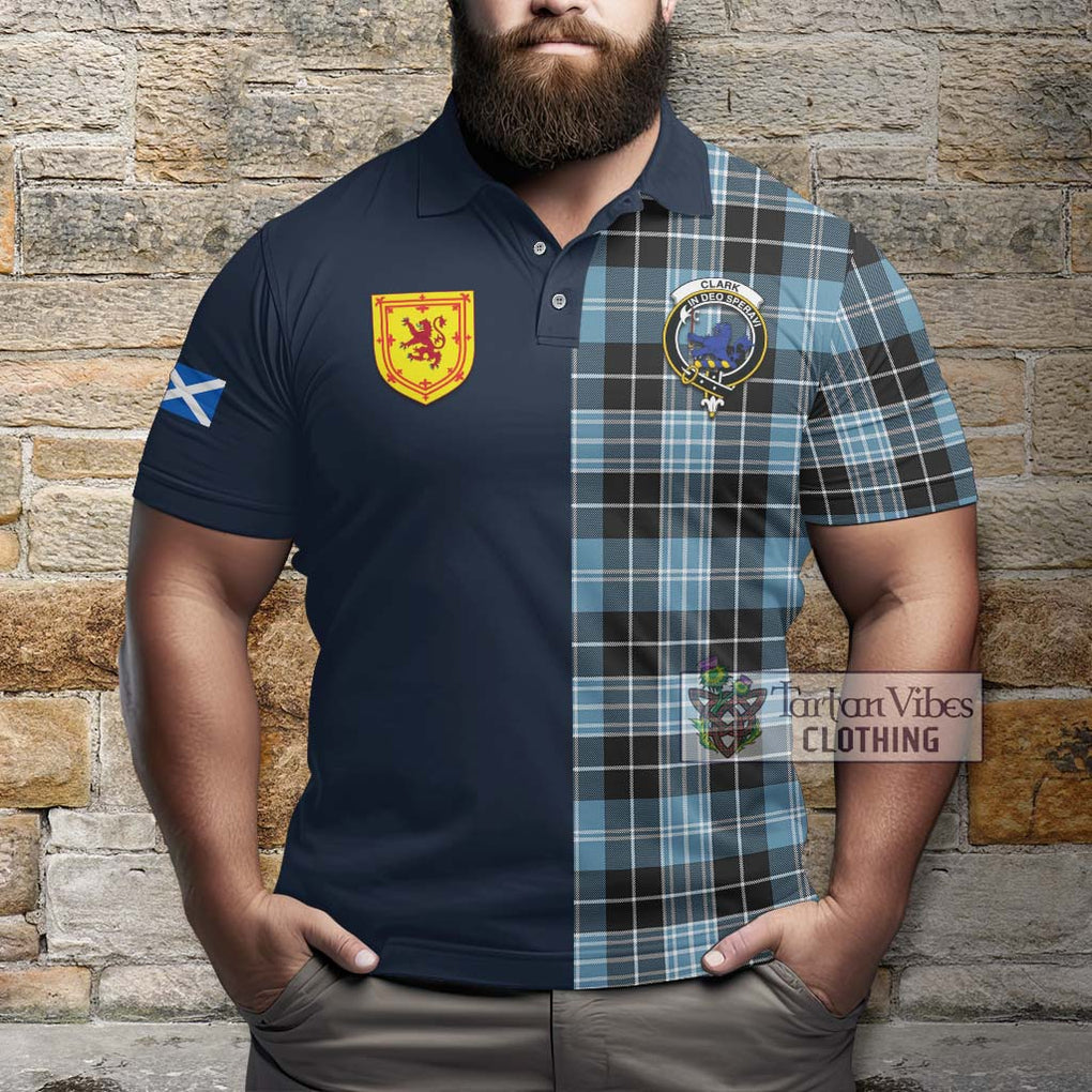 Tartan Vibes Clothing Clark (Lion) Ancient Tartan Polo Shirt with Scottish Lion Royal Arm Half Style