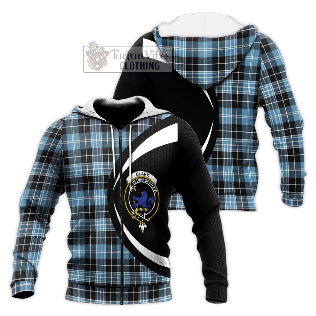 Clark (Lion) Ancient Tartan Knitted Hoodie with Family Crest Circle Style Unisex Knitted Zip Hoodie - Tartan Vibes Clothing