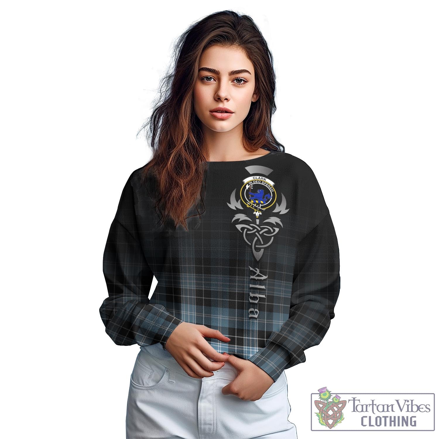 Tartan Vibes Clothing Clark (Lion) Ancient Tartan Sweatshirt Featuring Alba Gu Brath Family Crest Celtic Inspired