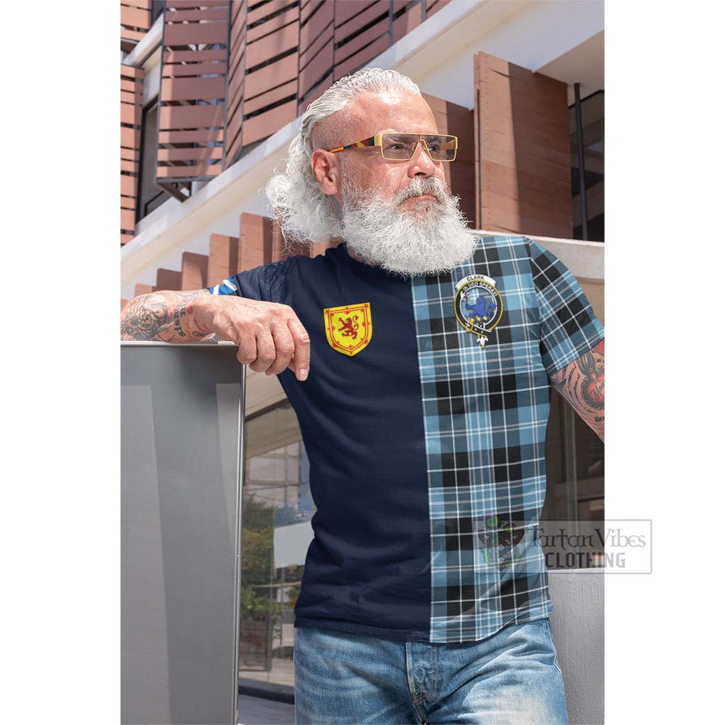 Tartan Vibes Clothing Clark (Lion) Ancient Tartan Cotton T-shirt with Scottish Lion Royal Arm Half Style