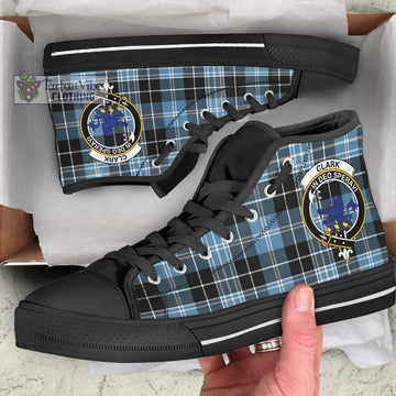 Clark (Lion) Ancient Tartan High Top Shoes with Family Crest