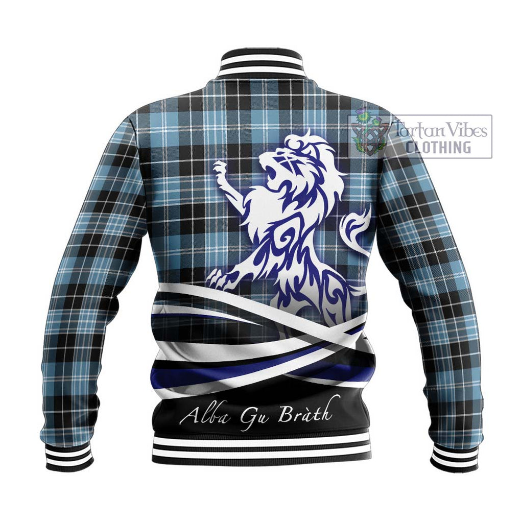 Clark (Lion) Ancient Tartan Baseball Jacket with Alba Gu Brath Regal Lion Emblem - Tartanvibesclothing Shop