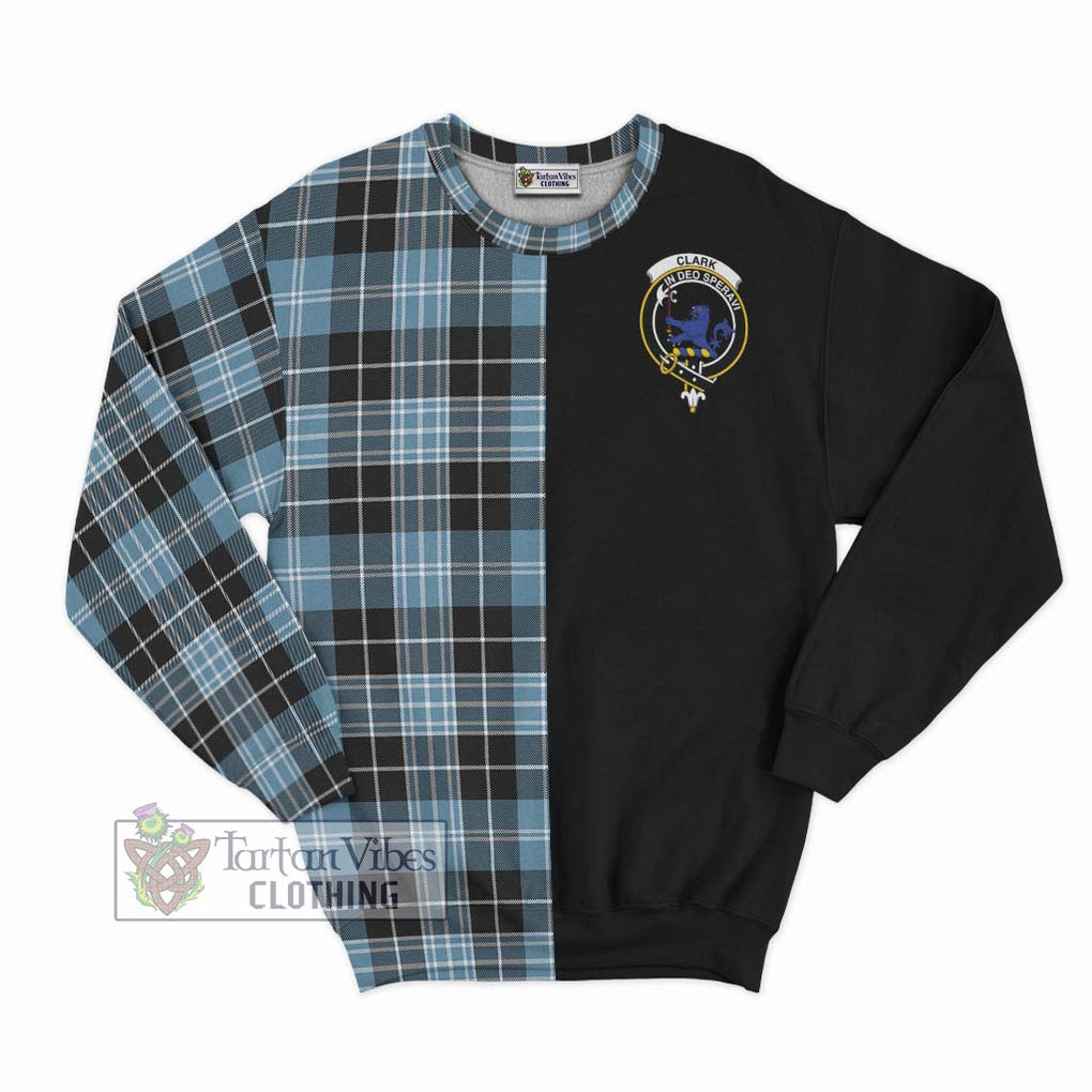 Clark (Lion) Ancient Tartan Sweatshirt with Family Crest and Half Of Me Style - Tartanvibesclothing Shop