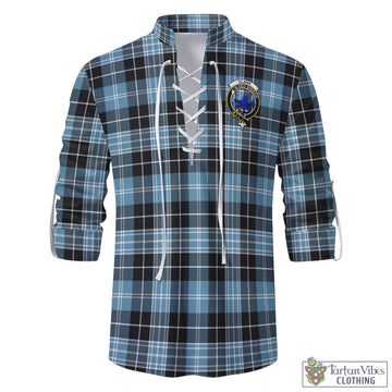 Clark (Lion) Ancient Tartan Men's Scottish Traditional Jacobite Ghillie Kilt Shirt with Family Crest