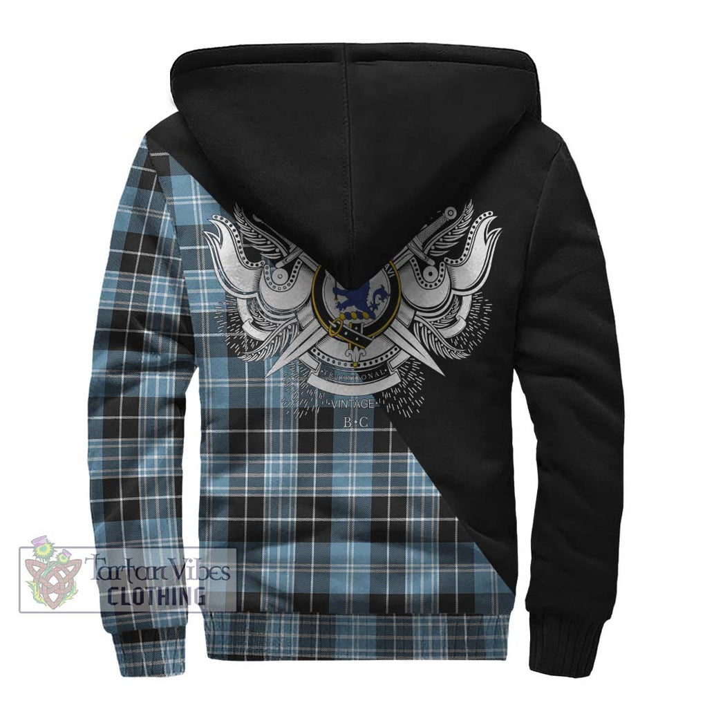 Clark (Lion) Ancient Tartan Sherpa Hoodie with Family Crest and Military Logo Style - Tartanvibesclothing Shop