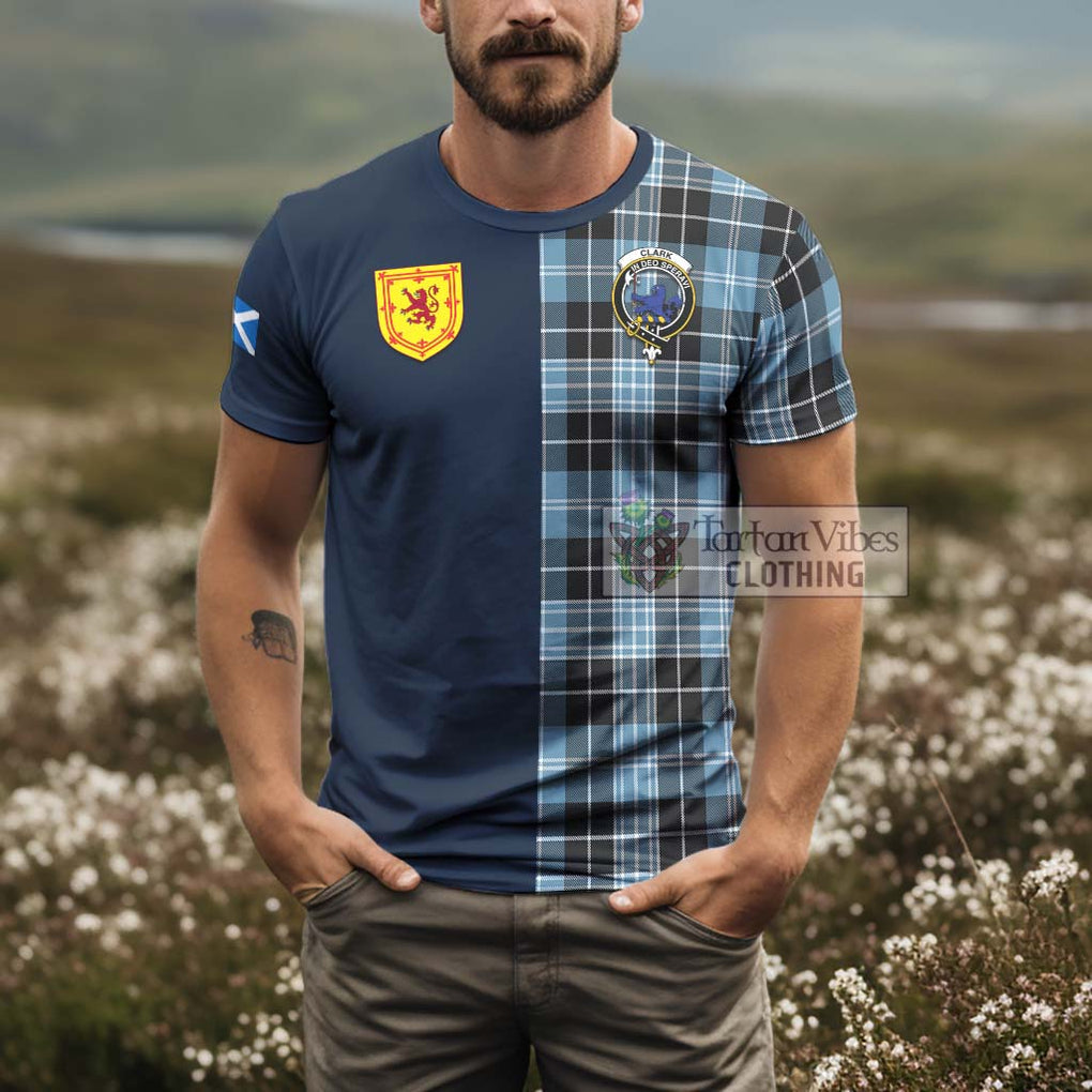 Tartan Vibes Clothing Clark (Lion) Ancient Tartan T-Shirt Alba with Scottish Lion Royal Arm Half Style