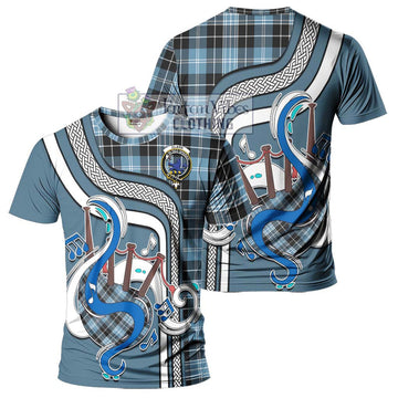 Clark (Lion) Ancient Tartan T-Shirt with Epic Bagpipe Style