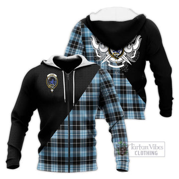 Clark (Lion) Ancient Tartan Knitted Hoodie with Family Crest and Military Logo Style