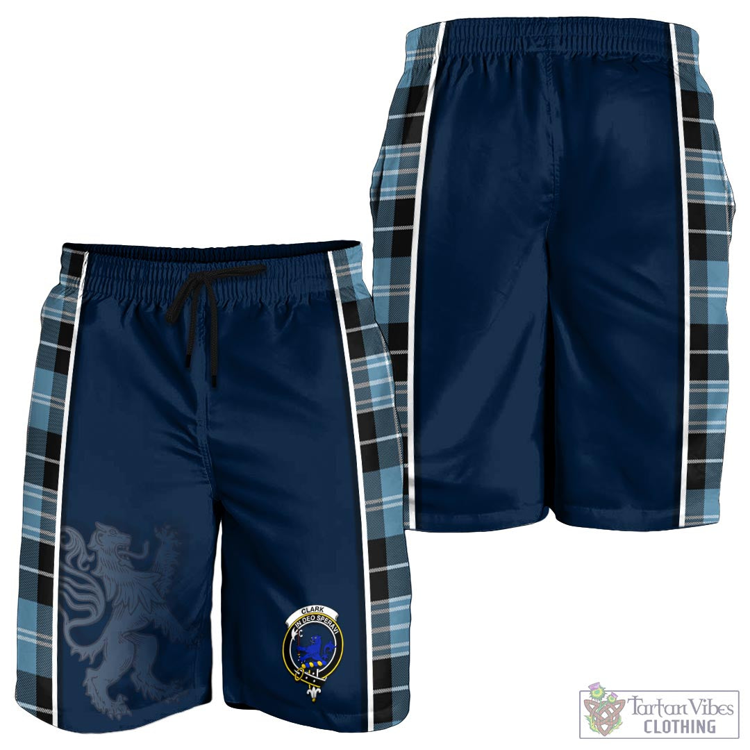 Tartan Vibes Clothing Clark (Lion) Ancient Tartan Men's Shorts with Family Crest and Lion Rampant Vibes Sport Style