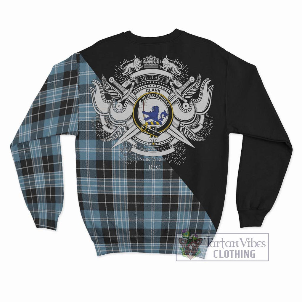 Clark (Lion) Ancient Tartan Sweatshirt with Family Crest and Military Logo Style - Tartanvibesclothing Shop