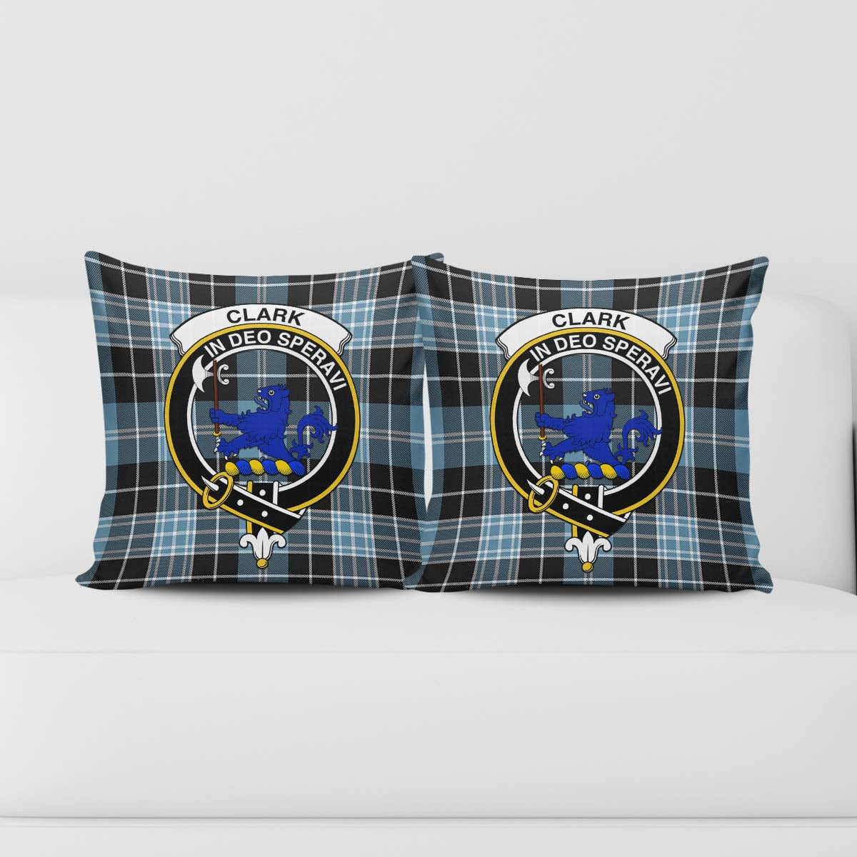 Clark (Lion) Ancient Tartan Pillow Cover with Family Crest - Tartanvibesclothing