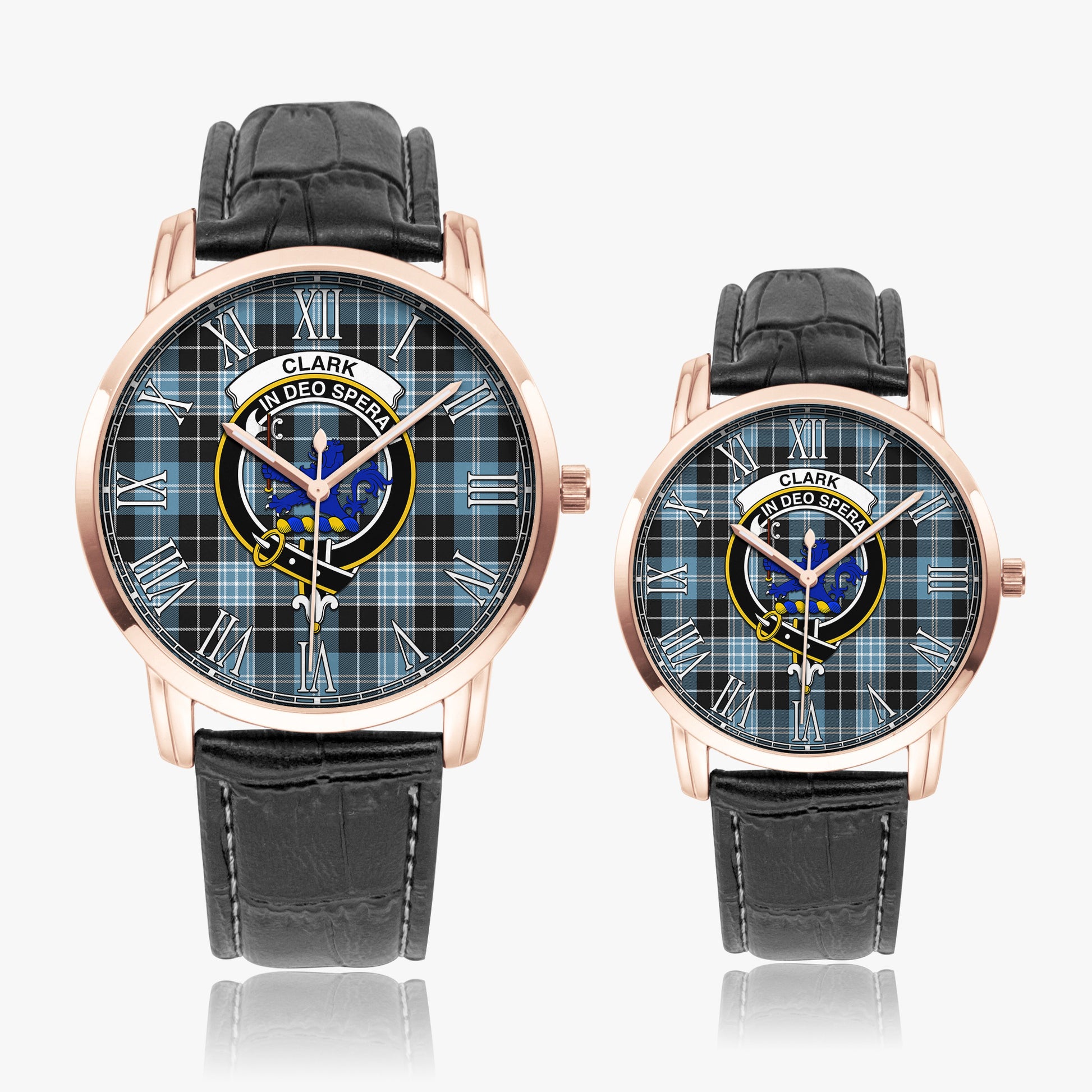 Clark (Lion) Ancient Tartan Family Crest Leather Strap Quartz Watch - Tartanvibesclothing