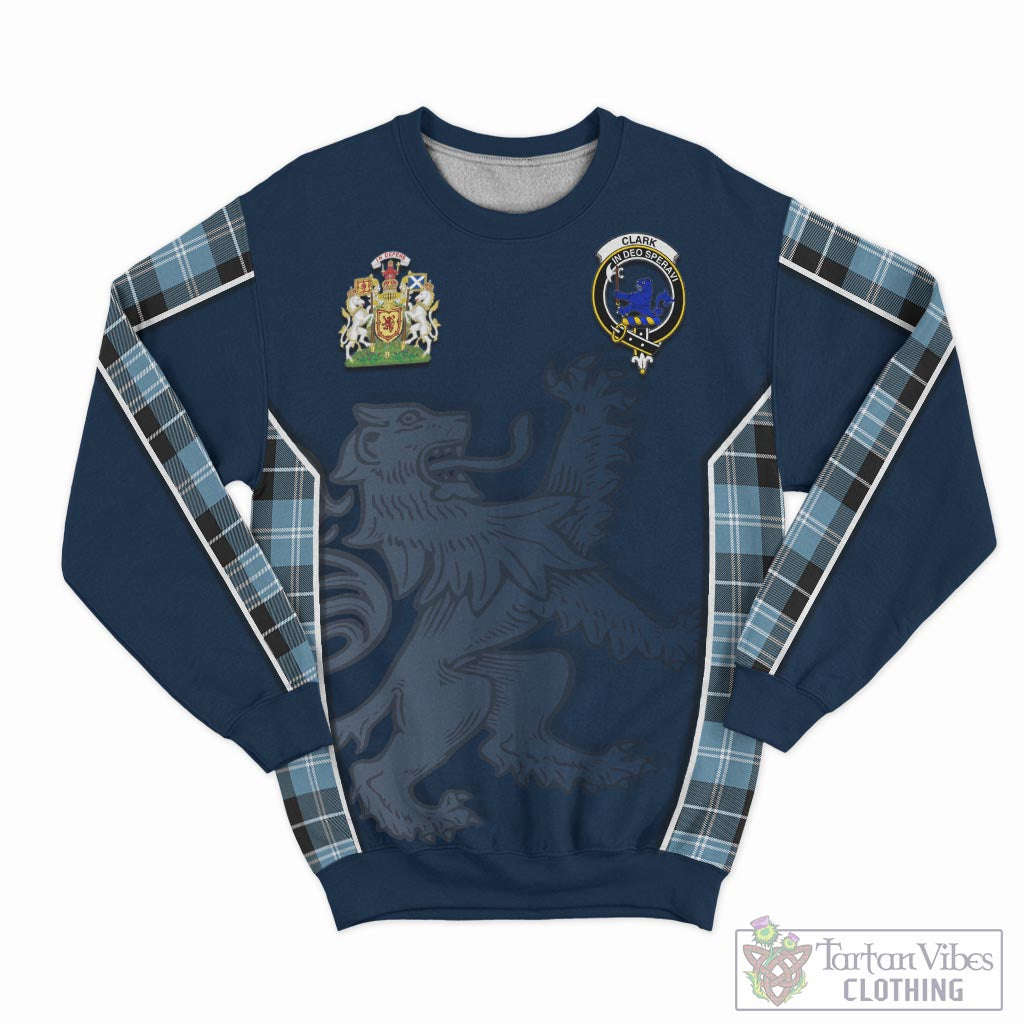 Tartan Vibes Clothing Clark (Lion) Ancient Tartan Sweater with Family Crest and Lion Rampant Vibes Sport Style