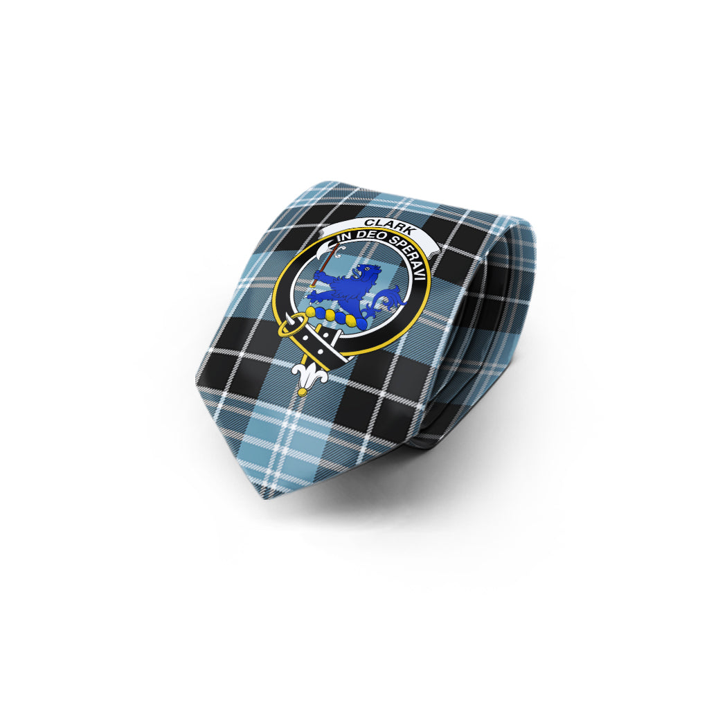 Clark (Lion) Ancient Tartan Classic Necktie with Family Crest - Tartan Vibes Clothing