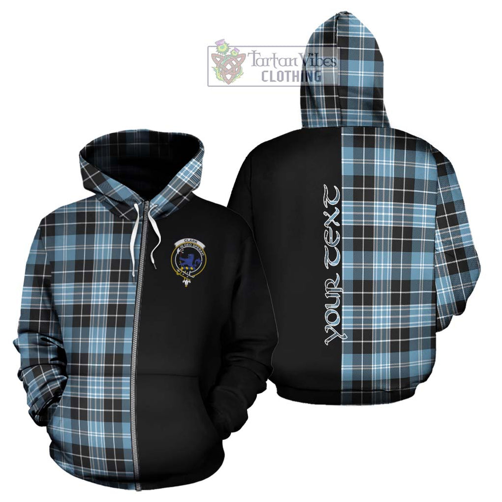 Clark (Lion) Ancient Tartan Hoodie with Family Crest and Half Of Me Style - Tartanvibesclothing Shop