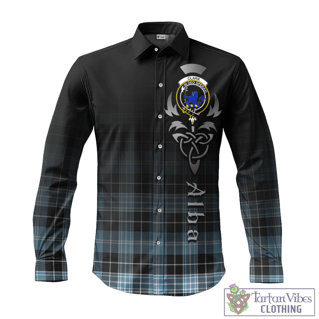 Tartan Vibes Clothing Clark (Lion) Ancient Tartan Long Sleeve Button Up Featuring Alba Gu Brath Family Crest Celtic Inspired