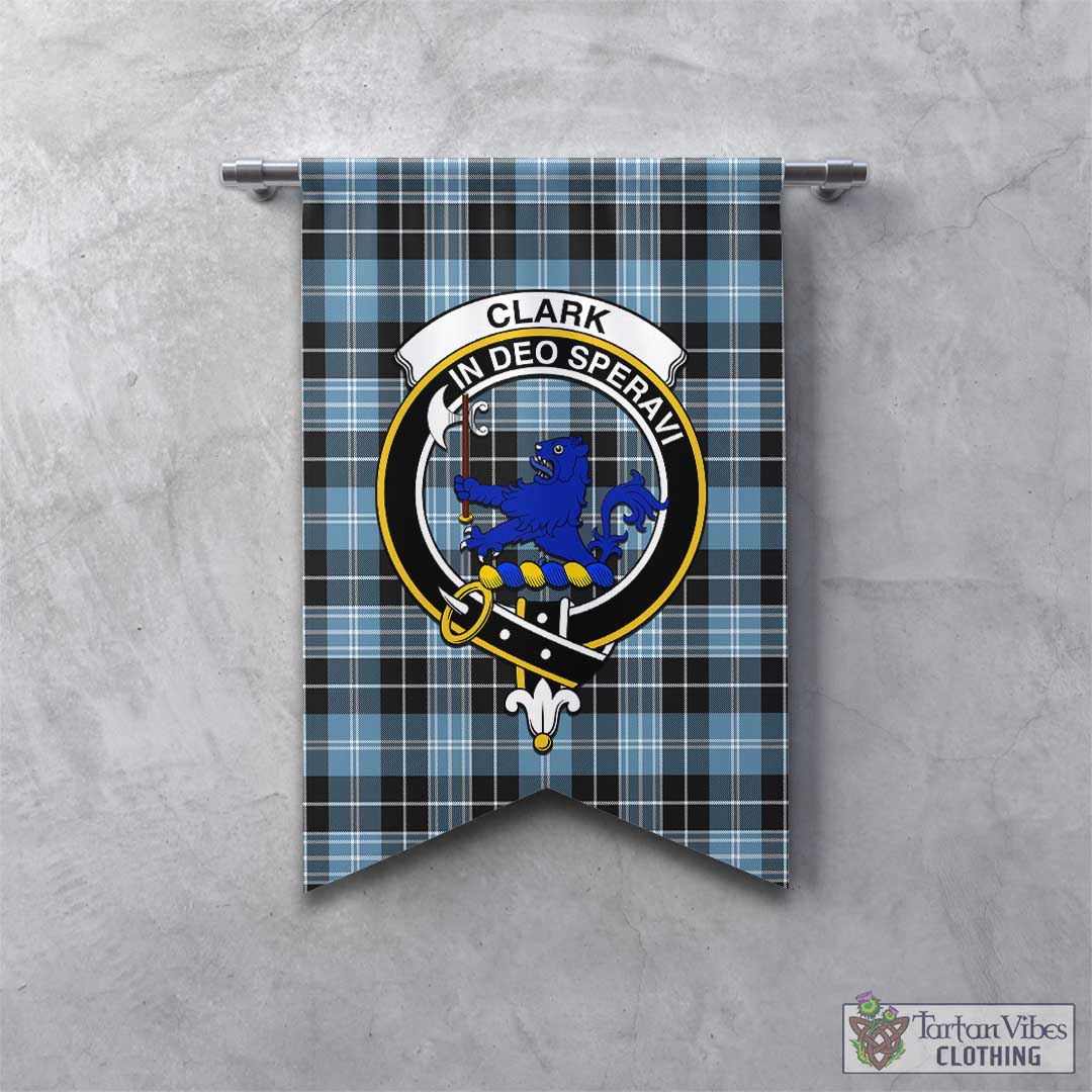 Tartan Vibes Clothing Clark (Lion) Ancient Tartan Gonfalon, Tartan Banner with Family Crest