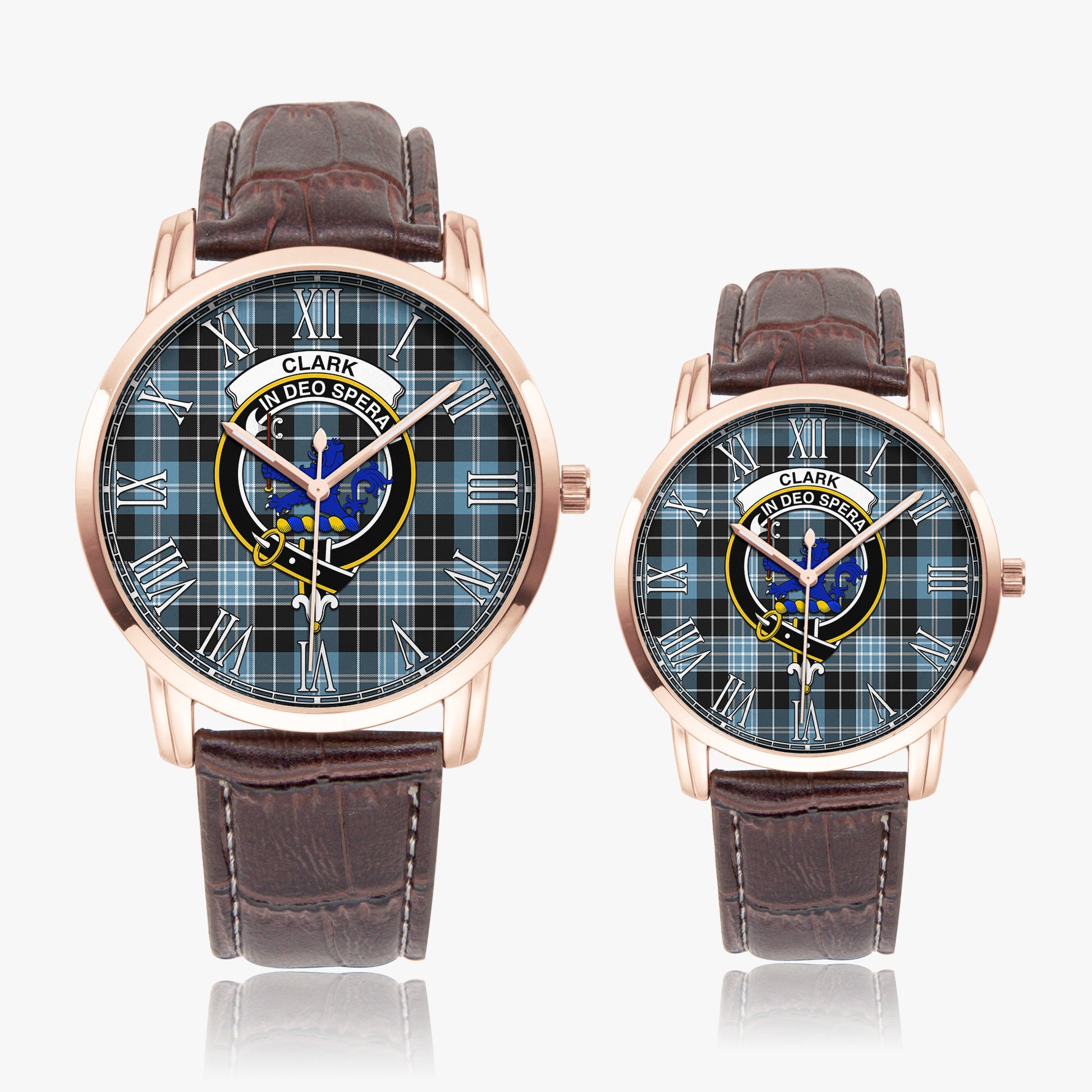 Clark (Lion) Ancient Tartan Family Crest Leather Strap Quartz Watch - Tartanvibesclothing