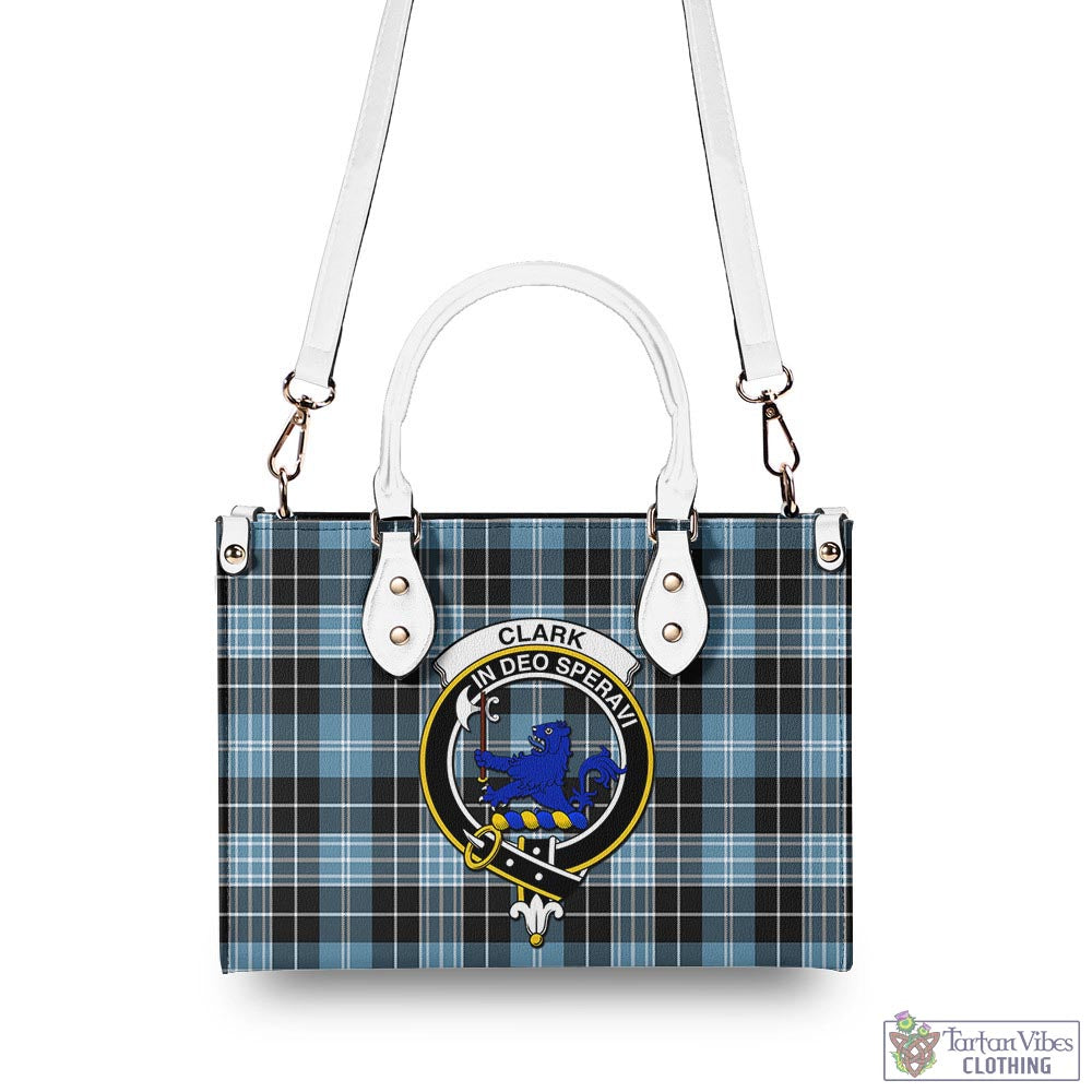 Tartan Vibes Clothing Clark (Lion) Ancient Tartan Luxury Leather Handbags with Family Crest