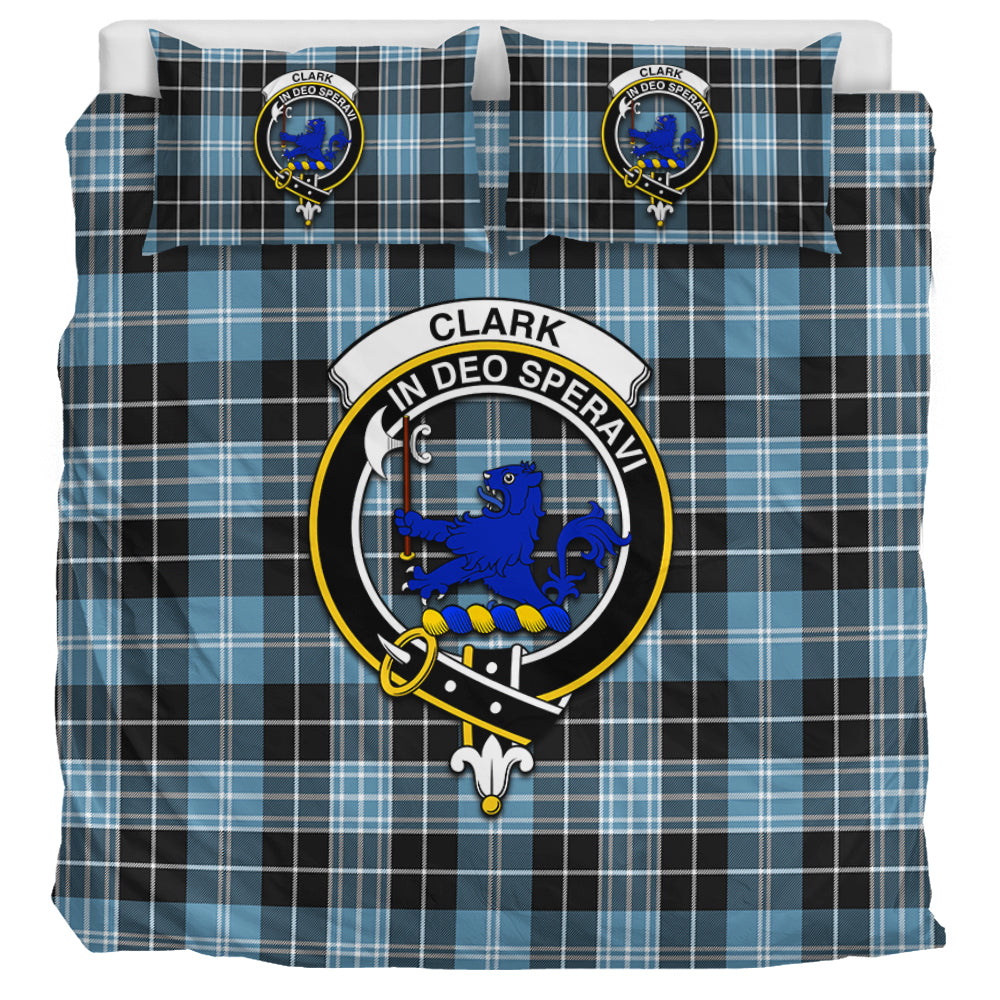 Clark (Lion) Ancient Tartan Bedding Set with Family Crest UK Bedding Set UK Super King 104*94 inch - Tartan Vibes Clothing