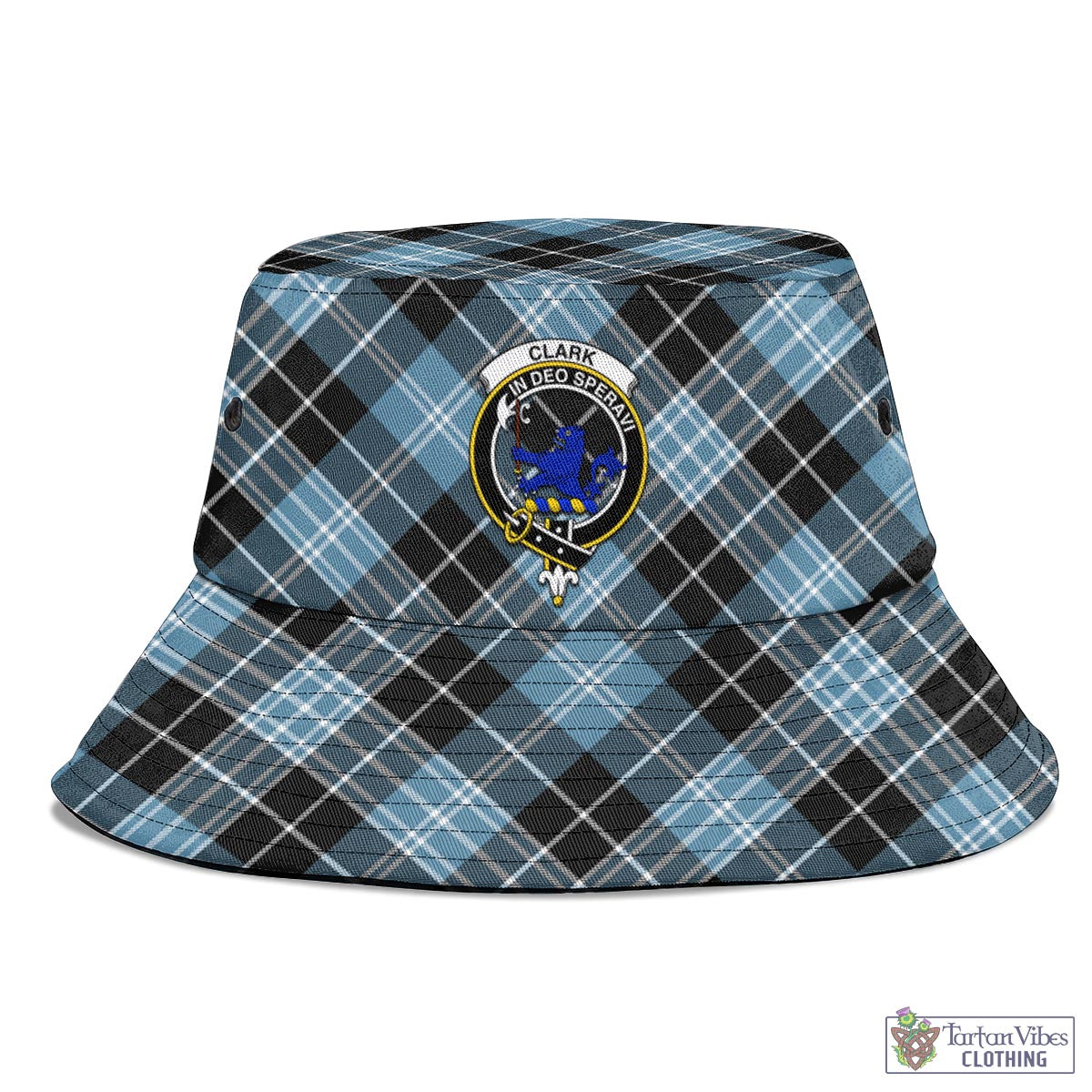 Tartan Vibes Clothing Clark (Lion) Ancient Tartan Bucket Hat with Family Crest