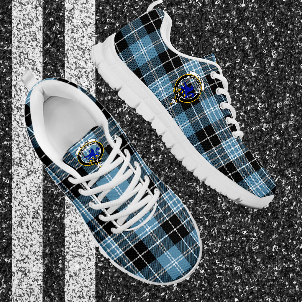 Clark (Lion) Ancient Tartan Sneakers with Family Crest - Tartan Vibes Clothing