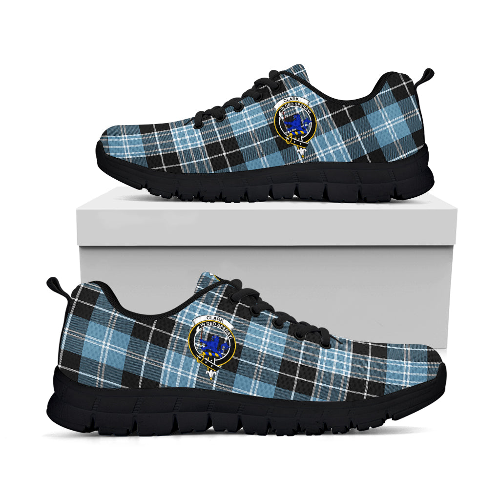 Clark (Lion) Ancient Tartan Sneakers with Family Crest - Tartan Vibes Clothing