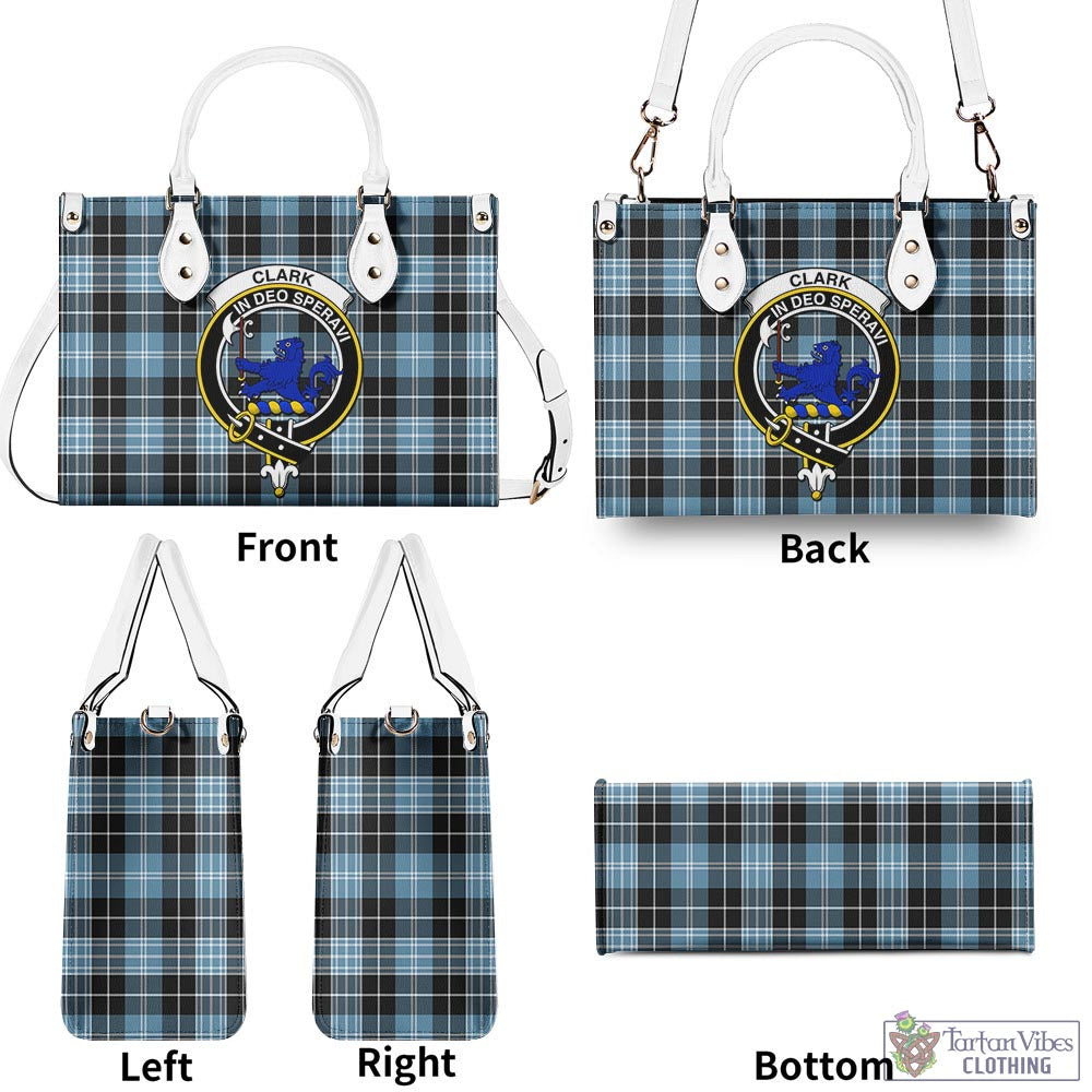 Tartan Vibes Clothing Clark (Lion) Ancient Tartan Luxury Leather Handbags with Family Crest