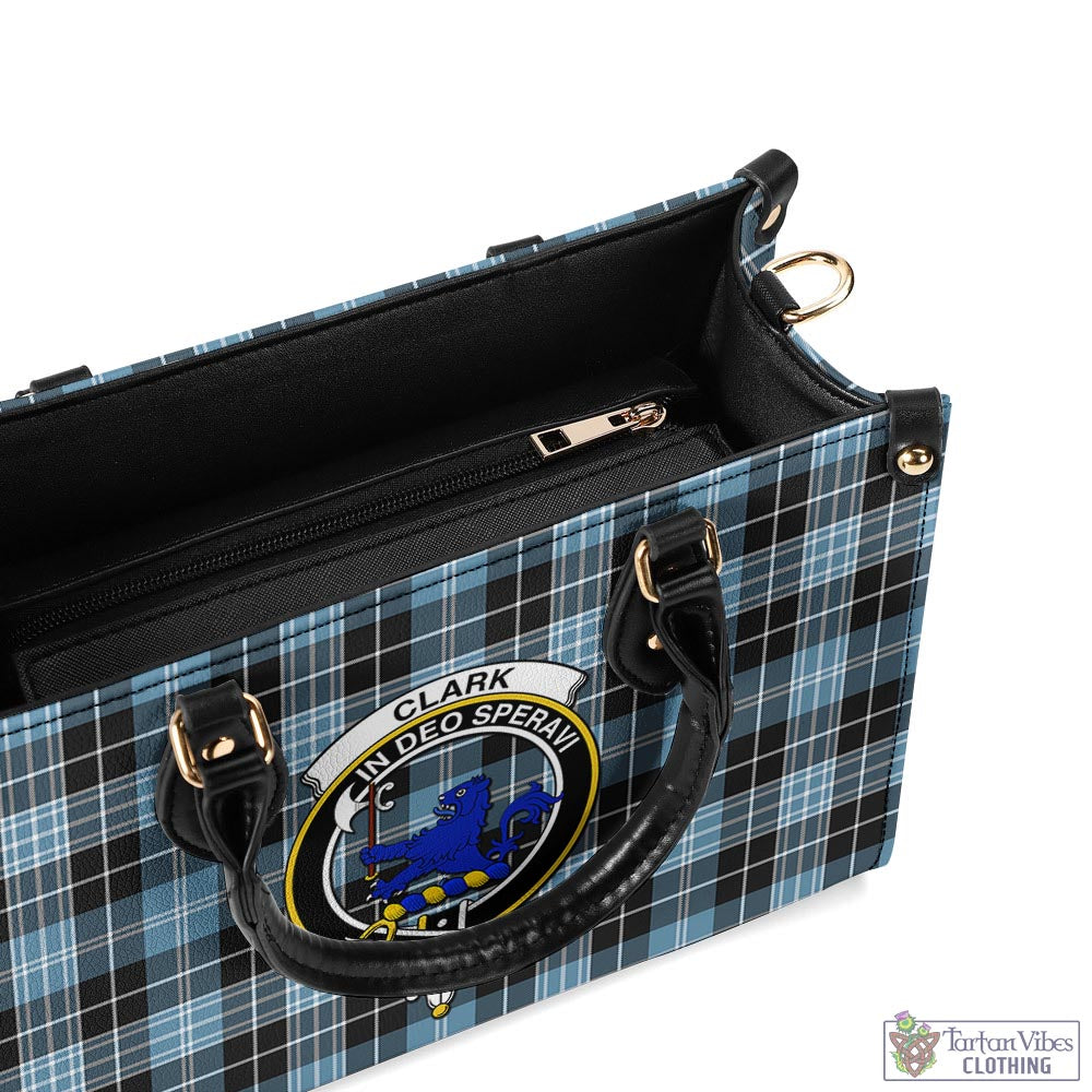 Tartan Vibes Clothing Clark (Lion) Ancient Tartan Luxury Leather Handbags with Family Crest