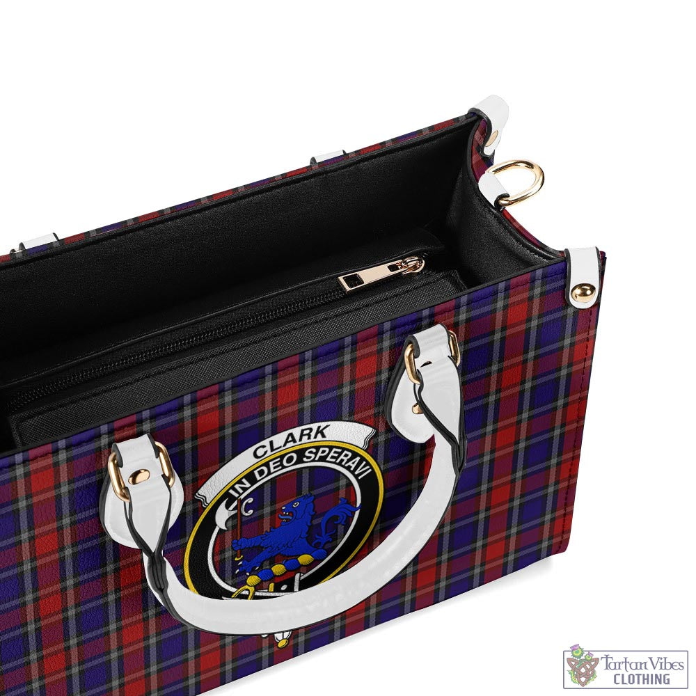 Tartan Vibes Clothing Clark (Lion) Red Tartan Luxury Leather Handbags with Family Crest