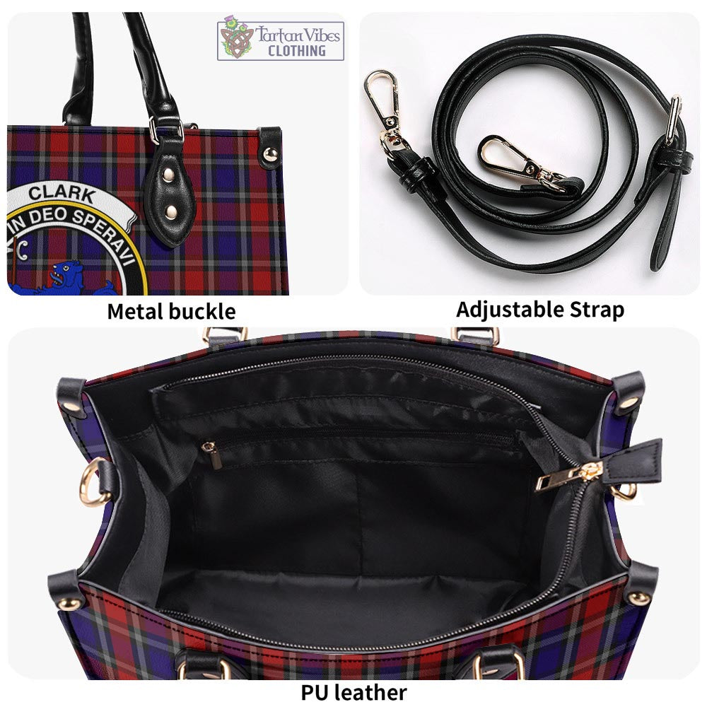 Tartan Vibes Clothing Clark (Lion) Red Tartan Luxury Leather Handbags with Family Crest