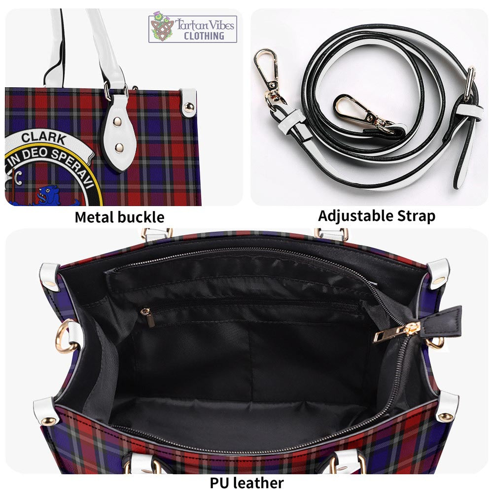 Tartan Vibes Clothing Clark (Lion) Red Tartan Luxury Leather Handbags with Family Crest