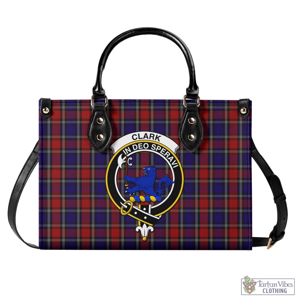 Tartan Vibes Clothing Clark (Lion) Red Tartan Luxury Leather Handbags with Family Crest