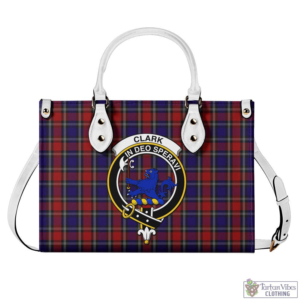 Tartan Vibes Clothing Clark (Lion) Red Tartan Luxury Leather Handbags with Family Crest