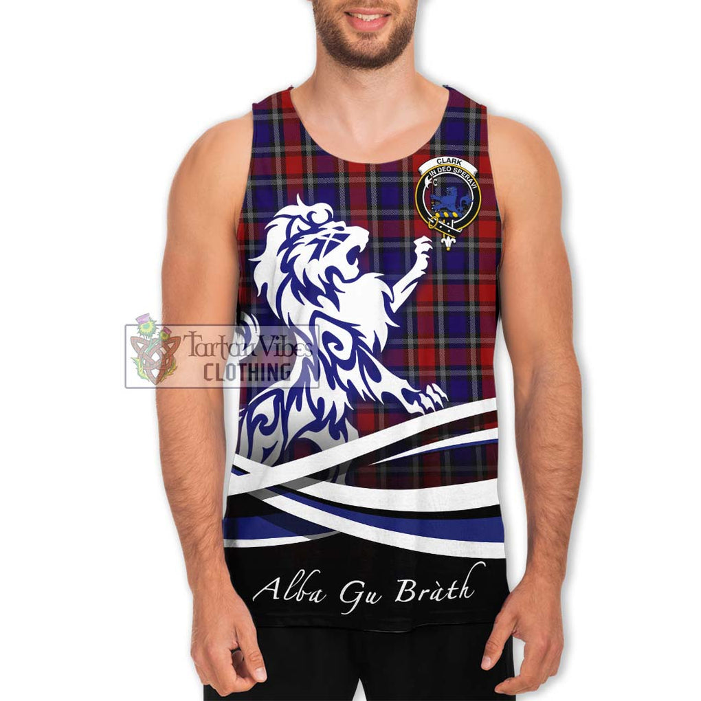 Clark (Lion) Red Tartan Men's Tank Top with Alba Gu Brath Regal Lion Emblem Men - Tartanvibesclothing Shop