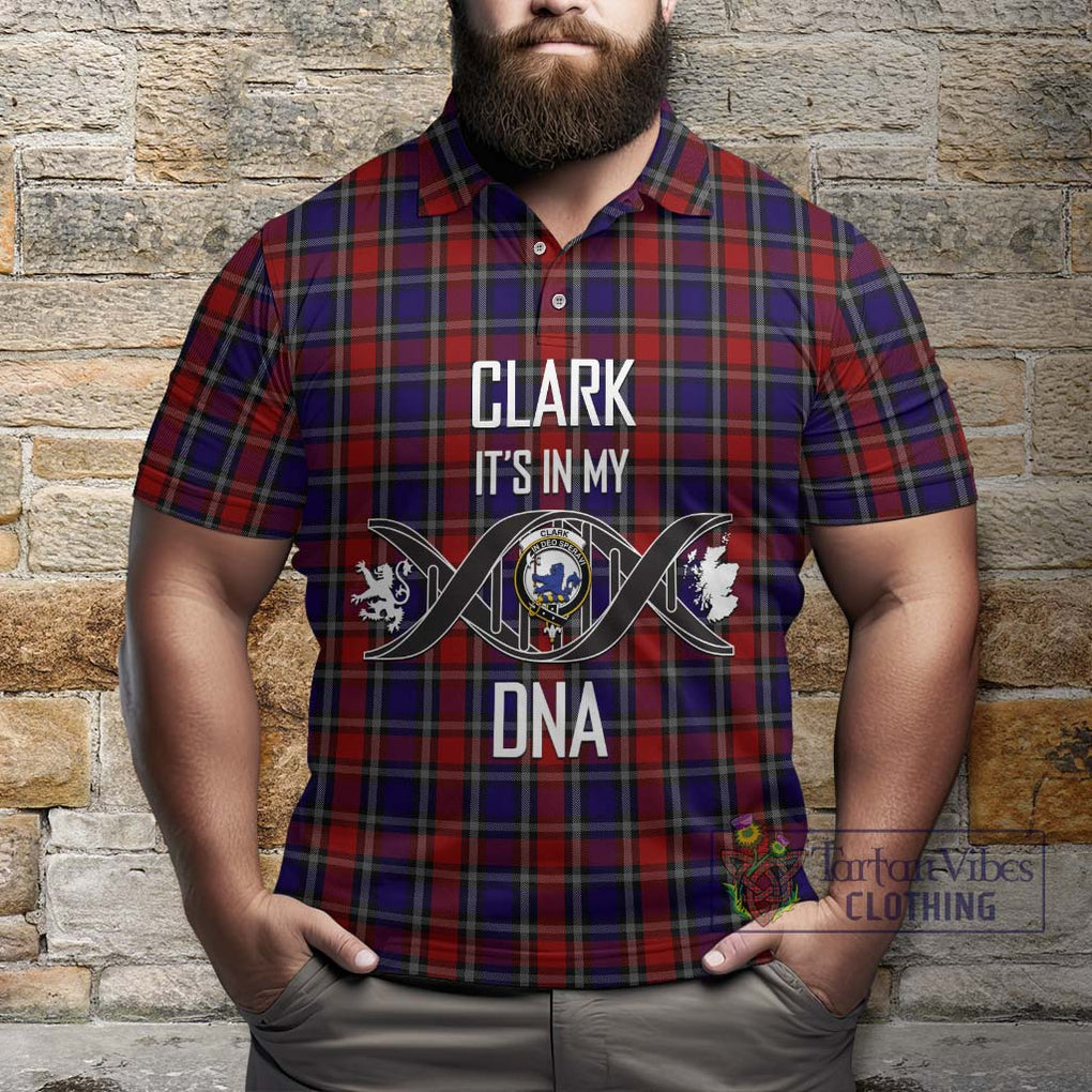 Clark (Lion) Red Tartan Polo Shirt with Family Crest DNA In Me Style Kid - Tartanvibesclothing Shop