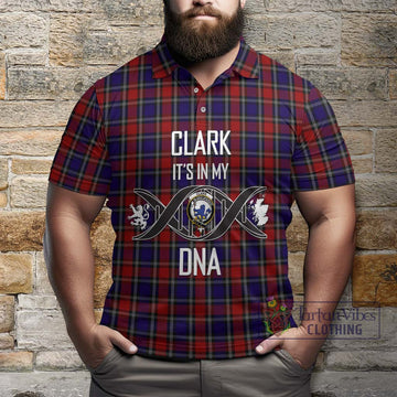 Clark (Lion) Red Tartan Polo Shirt with Family Crest DNA In Me Style