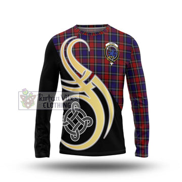 Clark (Lion) Red Tartan Long Sleeve T-Shirt with Family Crest and Celtic Symbol Style