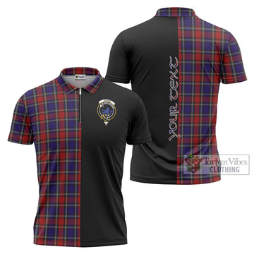 Clark (Lion) Red Tartan Zipper Polo Shirt with Family Crest and Half Of Me Style