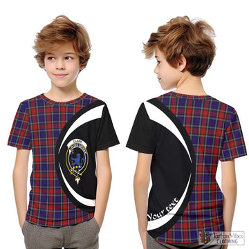 Clark (Lion) Red Tartan Kid T-Shirt with Family Crest Circle Style