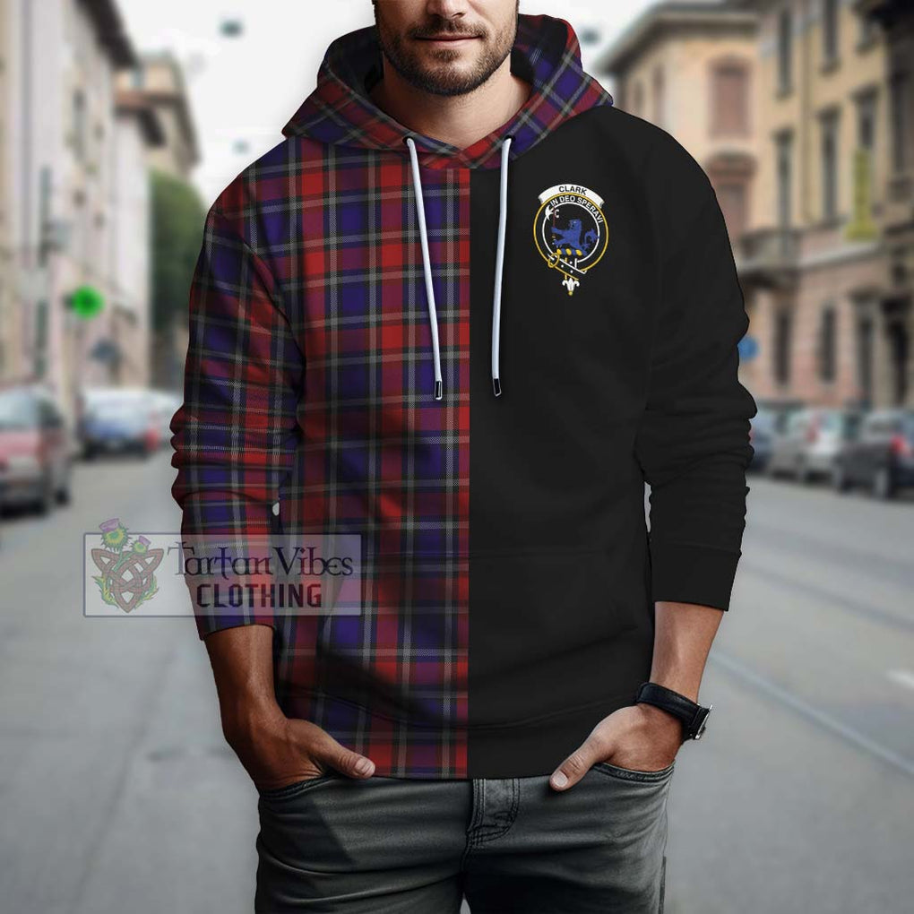 Clark (Lion) Red Tartan Hoodie with Family Crest and Half Of Me Style Zip Hoodie - Tartanvibesclothing Shop