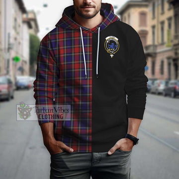 Clark (Lion) Red Tartan Hoodie with Family Crest and Half Of Me Style