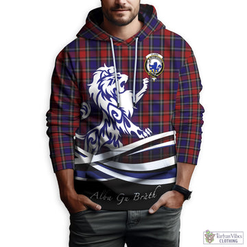 Clark (Lion) Red Tartan Hoodie with Alba Gu Brath Regal Lion Emblem