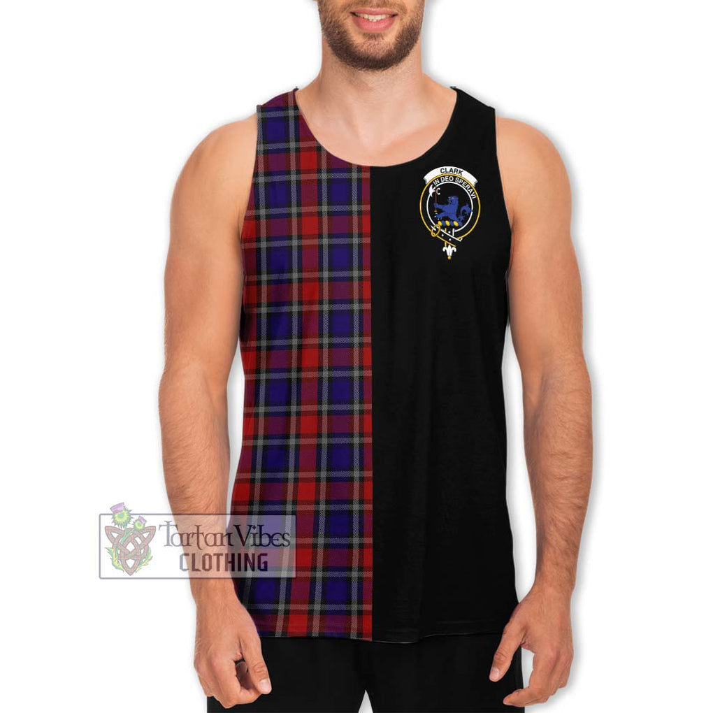 Clark (Lion) Red Tartan Men's Tank Top with Family Crest and Half Of Me Style Men - Tartanvibesclothing Shop