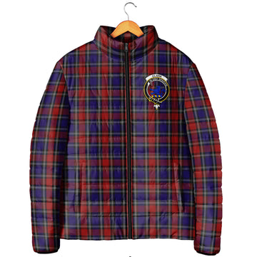 Clark (Lion) Red Tartan Padded Jacket with Family Crest