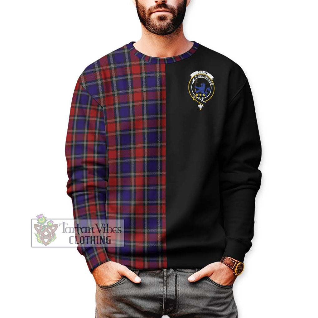 Clark (Lion) Red Tartan Sweatshirt with Family Crest and Half Of Me Style Unisex - Tartanvibesclothing Shop