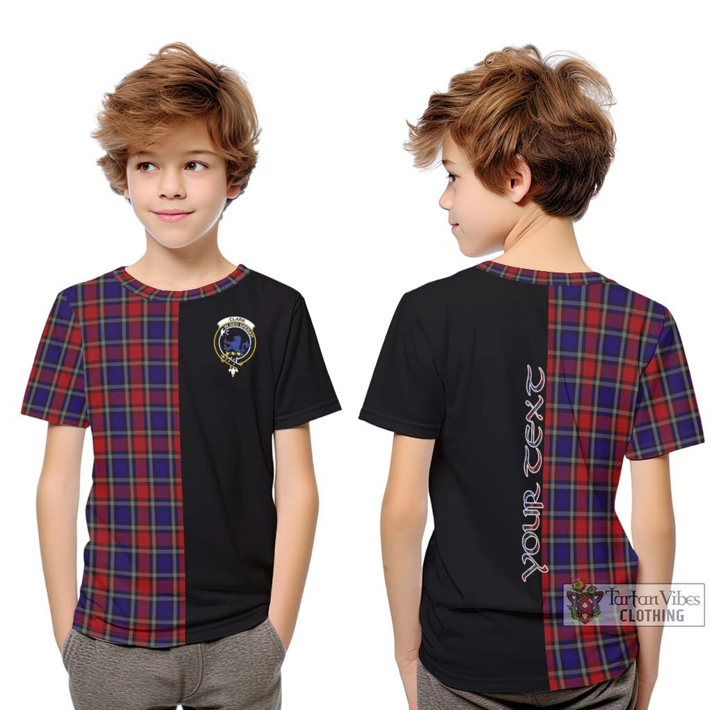 Clark (Lion) Red Tartan Kid T-Shirt with Family Crest and Half Of Me Style Youth XL Size14 - Tartanvibesclothing Shop